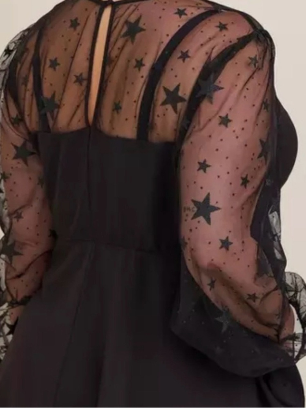 torrid Black Star-Print Mesh Sleeve Peplum Blouse size 1 - Picture 3 of 5